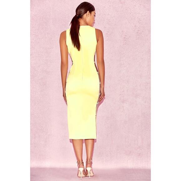 House of CB Phedra Crystal Embellished Dress Yellow Size S - Picture 7 of 10